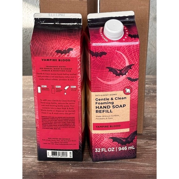 2 Pack Bath & Body Works Vampire Blood Gentle Clean Foaming Hand Soap Refill - Picture 3 of 3